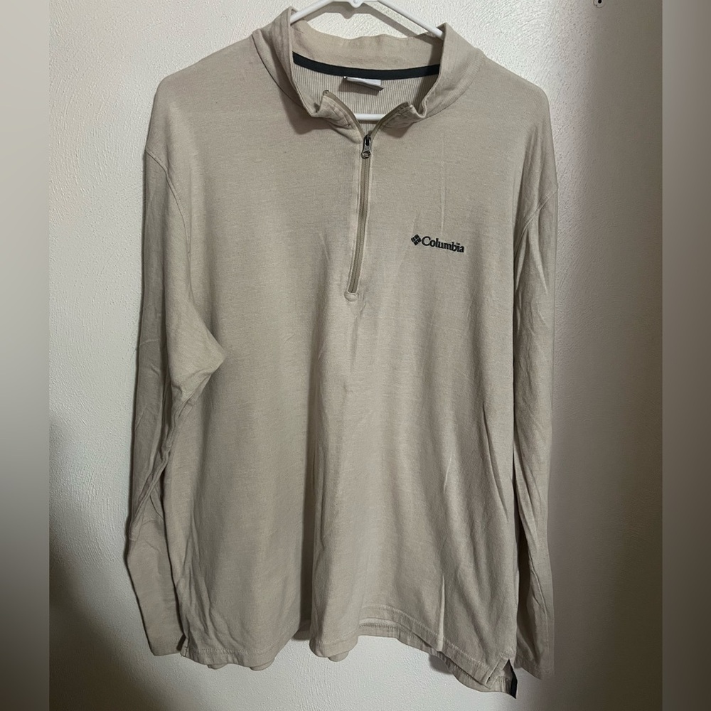 COLUMBIA Classic Hart Mountain II Lightweight Pullover Embroidered Tan Men's XL